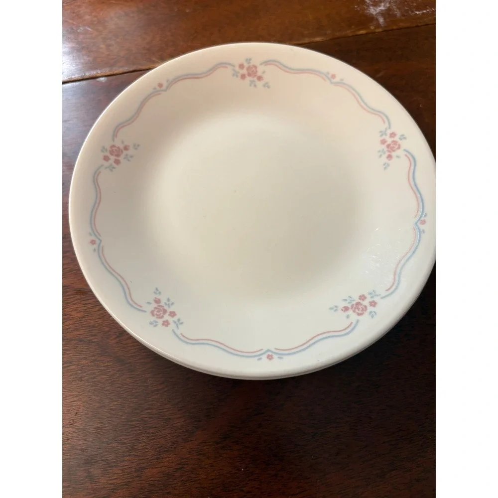 Corelle English Breakfast Bread & Butter Plates Set of 6 Pink Floral 6.75in